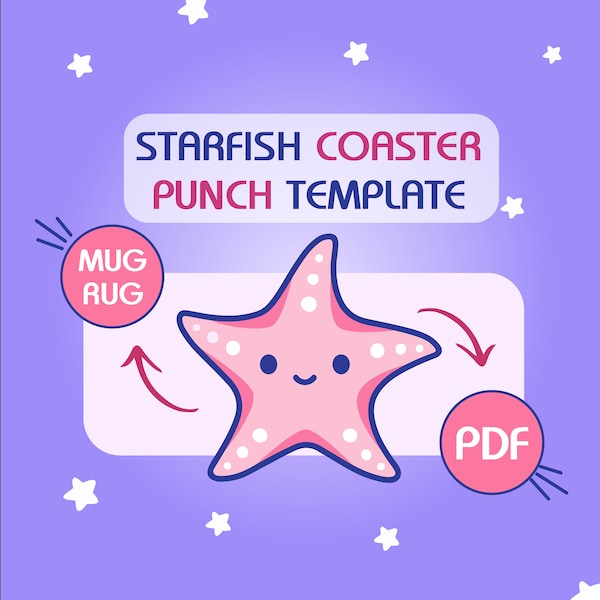 Starfish Coaster Punch Needle Template, Mug Rug, Punch Needle Pattern, Punch Needle, PDF Pattern, Yarn Art, Digital Download, Starfish pdf