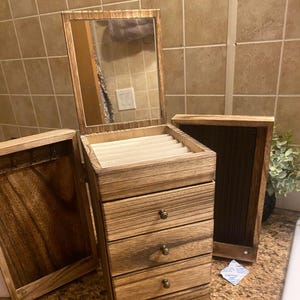Wooden 4 Layer Jewelry Boxes with Mirror | Large Jewelry Box | Jewelry Storage | Bridesmaid Gift Box | Jewelry Organizer | Gift For Her