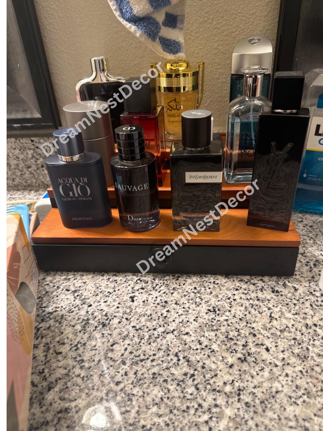 Organiseur De Cologne En Bois Pour, 3 Niveaux Amovibles Avec