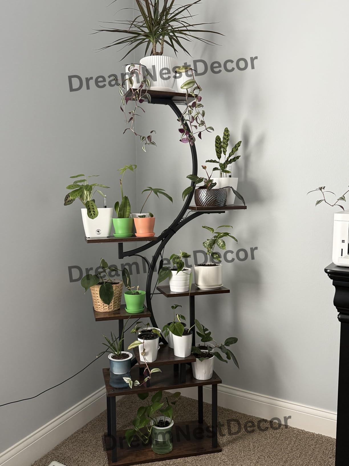 DanDiBo Sgabello Per Fiori In Metallo Nero, Rotondo, 50-70 Cm, Tavolino Da Tavolo 96316 Con