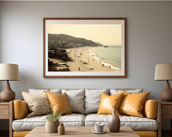Vintage Beach Scene Print: Retro Coastal Wall Art (Digital Download)
