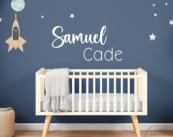 Personalized Boy Name Vinyl Wall Decal | Custom Nursery Decor for Boys Room | Vinyl Lettering for Name Sign | Monogram Sticker Wall Art