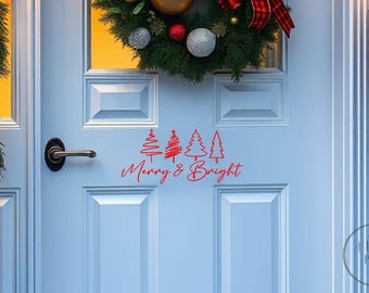 Merry & Bright Christmas Vinyl Decal: Holiday Window/Wall Art