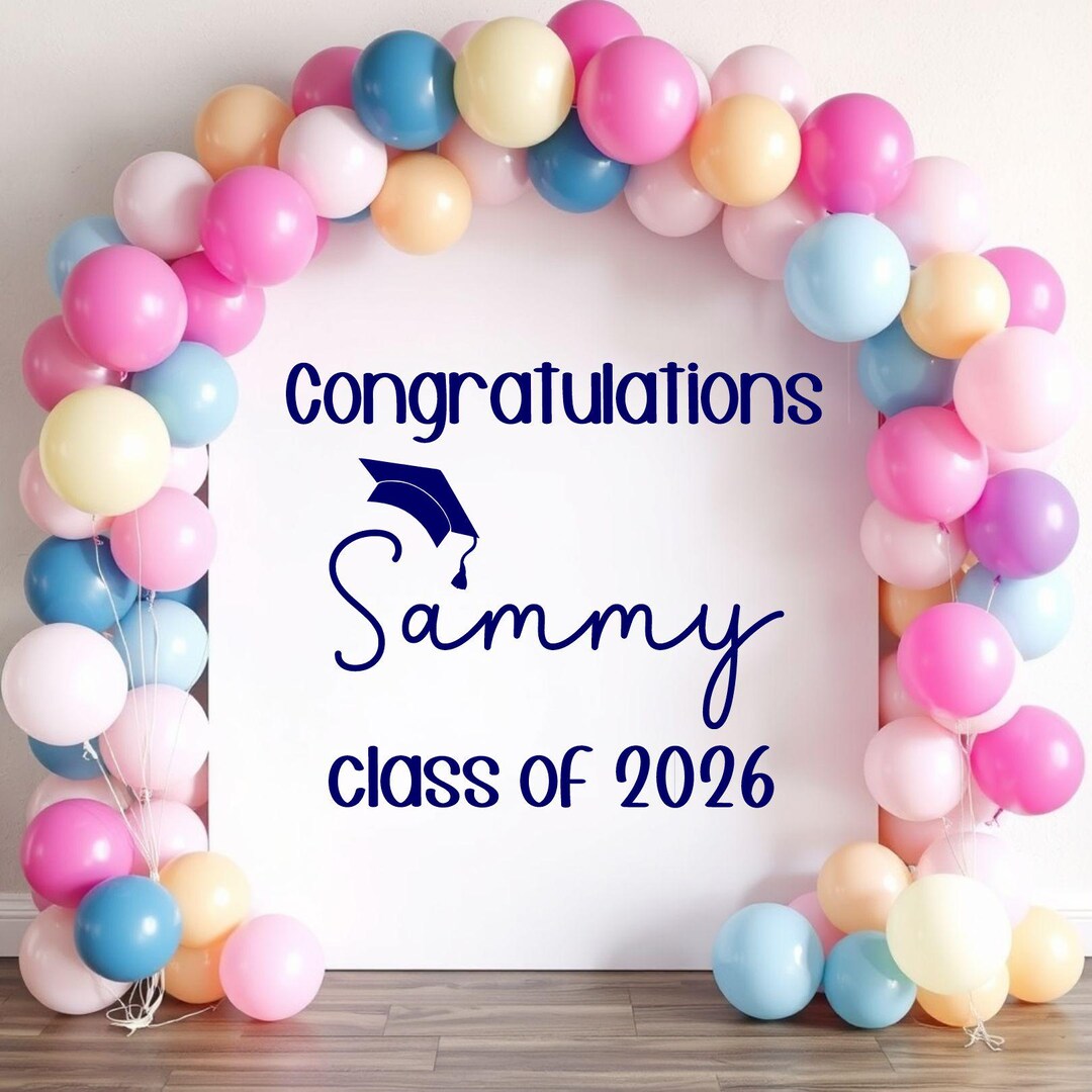 Personalized Graduation Balloon Arch Vinyl Decal: Grad Cap Sticker - Etsy