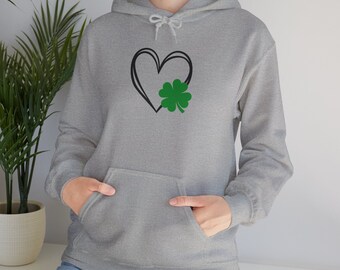 Heart w/Four Leaf Clover Unisex Heavy Blend™ Hooded Sweatshirt