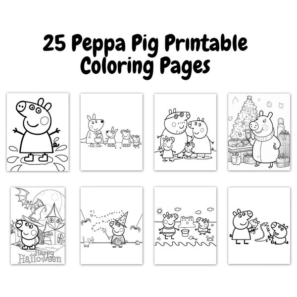 25 Peppa Pig afdrukbare kleurplaten