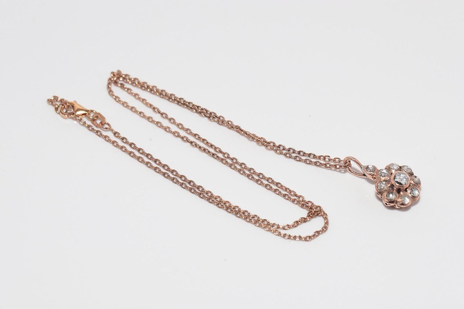 Pendentif Or Rose 18k étoile Avec Diamants - Bijou Antique Circa 1900, Sans Marque