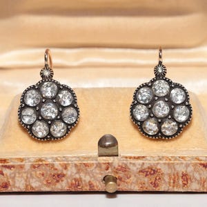 Vintage Circa 1990s 14k Gold Top Silver Natural Rose Cut Diamond Earring