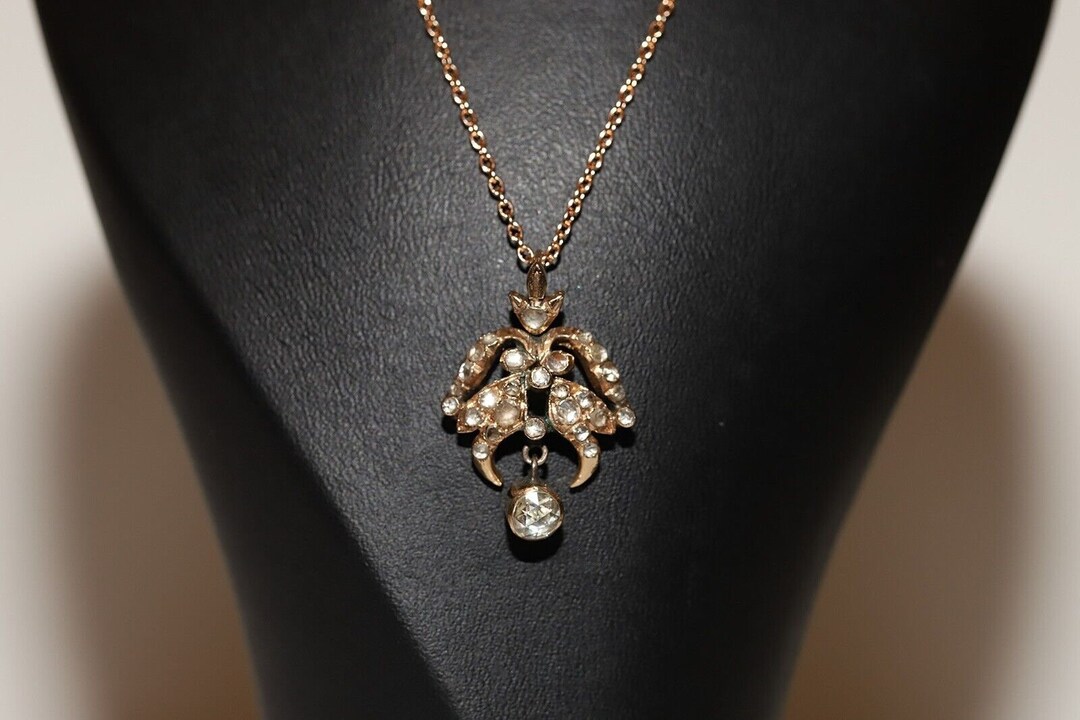 Pendentif Ancien En Or 18k Diamants Taille Ancienne - époque Edwardienne Art Déco