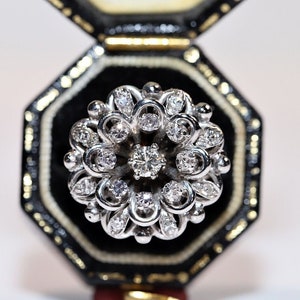 Vintage Circa 1970s 18k White Gold natural Diamond Decorated Ring