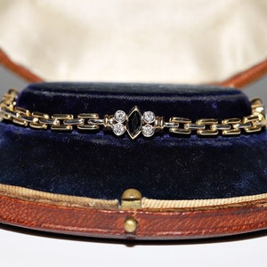 Vintage Circa 1980s 18k Gold Natural Diamond And Sapphire Decorated Bracelet