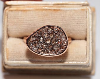 18k Rose Gold Rose Cut Diamond Decorated Ring