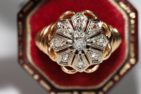 Victorian 18k Gold 1900s Natural Diamond Decorate… - image 1