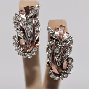 Antique Circa 1900s 8k Gold And Silver Natural Single Cut Diamond Earring