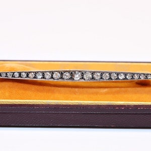 Antique  Circa 1900s 14k Gold Top Silver Natural Rose Cut Diamond Decorated Brooch