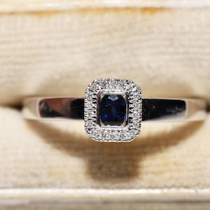 18k White Gold Natural Diamond And Sapphire Decorated Ring