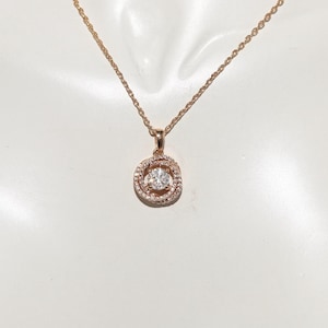 18k Rose Gold Natural Diamant verzierte Anhänger Halskette