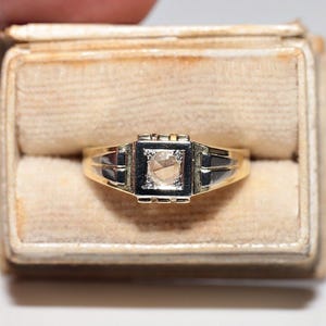 Antique Circa 1900s 18k Gold Natural Rose Cut Diamond Solitaire Ring