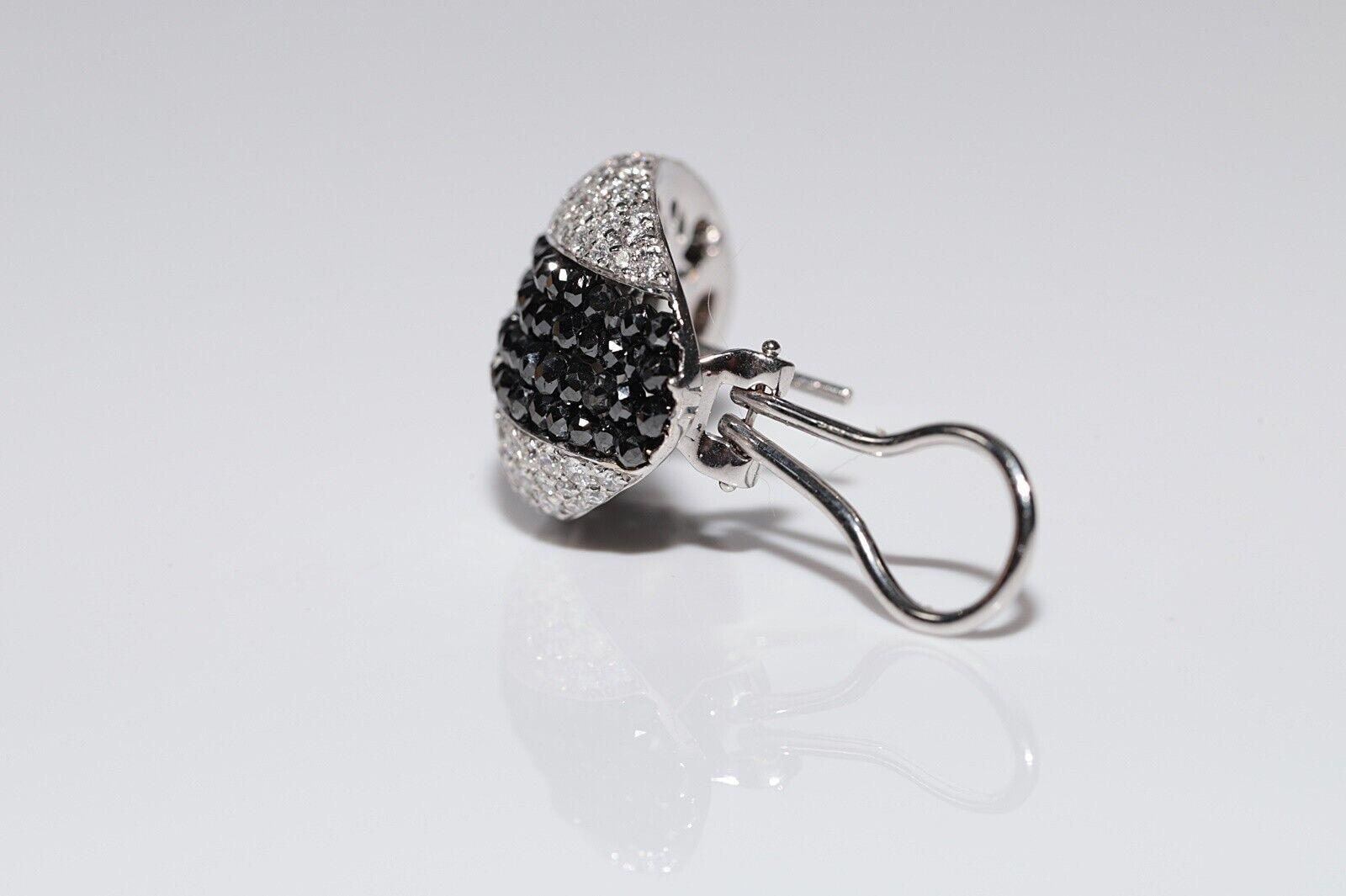 Orecchini Uomo/donna In Argento Con Diamanti Neri Naturali 8 Carati &ndash; Chiusura A Vite