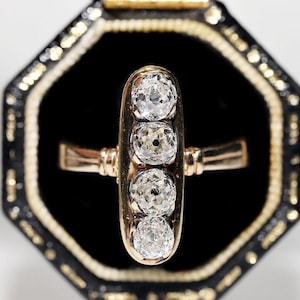 Antique Victorian 14k Gold Circa 1900s Natural Old Cut Diamond Decorated Ring