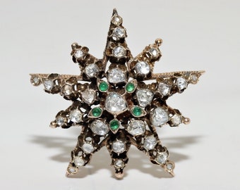 Antique Circa 1870s 8k Gold Natural Rose Cut Diamond and