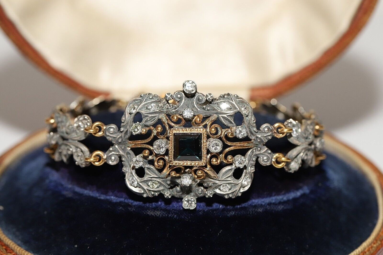 アンティーク 1870年代頃 18Kゴールドトップシルバー 天然ダイヤモンド