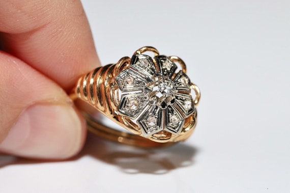 Victorian 18k Gold 1900s Natural Diamond Decorate… - image 4