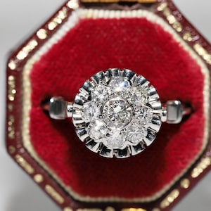 Vintage Circa 1970s Platinum Natural Diamond Decorated Ring