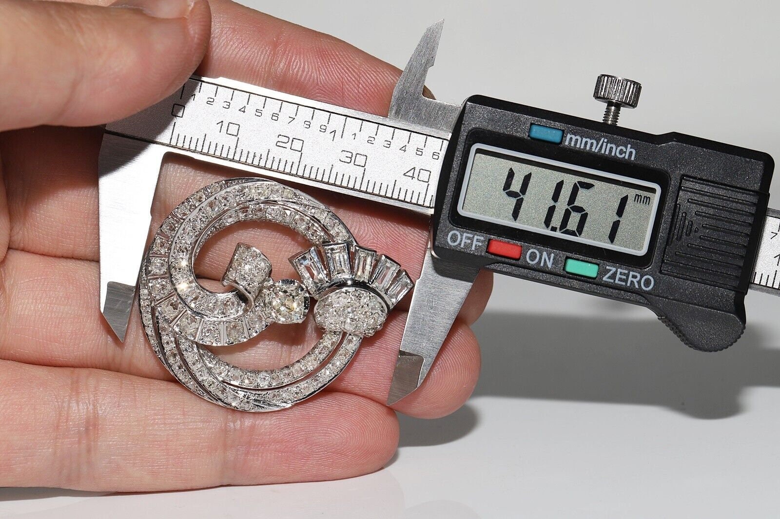 Broche Art Nouveau Or 18k Avec Rubis Synthétique Et Diamant, Circa 1910 - Occasion
