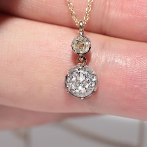 Antique Circa 1900s 14k Gold Natural Diamond Pendant Solitaire Necklace