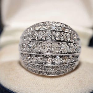 Antique Circa 1920s Art Deco Handcrafted Platinum Natural Diamond Tank Ring