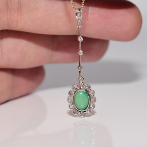 Antique 18k Gold Top Silver Natural Rose Cut Diamond And Turquoise Necklace