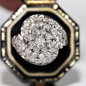 Vintage Circa 1970s 14k Gold Natural Diamond Decorated Ring