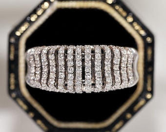 Vintage Solid 18k Yellow Gold X Pattern Ring Band - Size