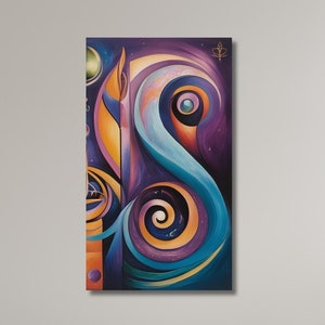 S-vormige canvasafdruk, moderne kleurrijke muurdecoratie, moderne geometrische kunst, abstracte geometrische kunst, dynamische abstracte kunst, modern design print