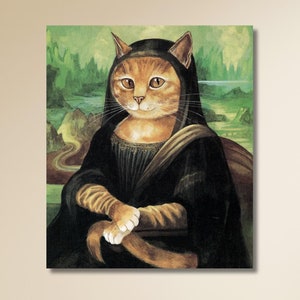 Mona Lisa Cat Poster,Mona Lisa Artworks reproduction,Gift for her,Cat Poster,Gift for cat lovers,artistic cat art,cat arts print,funny cat