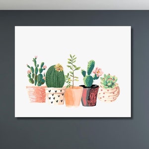 Kaktus Poster Druck Illustration, minimalistischer Kaktus Poster Druck, grüner Sukkulenten Druck, Natur inspiriert Leinwand, Kaktus Liebhaber Geschenkidee