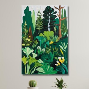 Grüner Dschungel Leinwand Kunst, Natur Wanddekor, moderne botanische Malerei, Tropischer Dschungel, grüner Wald Poster, Natur Print, grüne Wohnkultur Idee