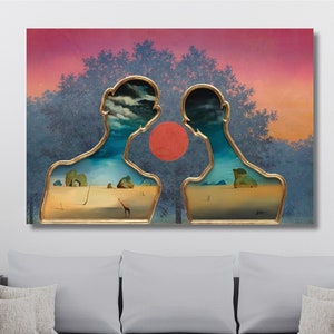 Salvador Dali, Köpfe voller Wolken Leinwand Wandkunst,Dali Gemälde Poster,Kunstdruck,Surrealismus Kunst,Paar Poster,fertig zum Aufhängen,Paar Geschenk
