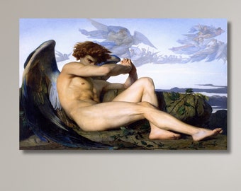 Fallen Angel, Alexandre Cabanel, Reproduction Art, Angel Wall Decor, Classic Fine Art, Angel, Modern Art, Naked man Printing, Ready To Hang