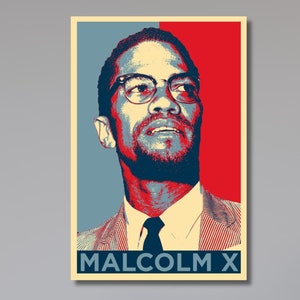 Malcolm X Portrait Inspirational Wall Art,Powerful Civil Rights Leader,Iconic Black Leader Print,African American Poster,Black Empowerment