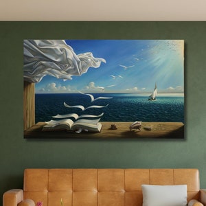 Book to Birds di Salvador Dali Canvas Wall Art, Poster Book to Birds, Poster Salvador Dali, Arte Surrealista, Pronta da Appendere, Arte Dali, Stampa Mare