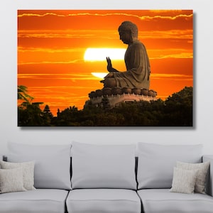 Buddha Leinwand Wand Kunst Druck, Meditation Wandkunst, Buddha Poster, Yoga Kunstwerk, Zen Leinwand Wandkunst, buddhistische Wandkunst, extra große Wandkunst