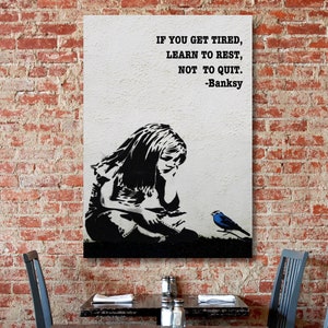 BANKSY Girl Poster Canvas Wall Art,Modern Street Art,Living Room Decor,Graffiti Canvas Art,Banksy,Motivational Art,Gift idea,gift for her