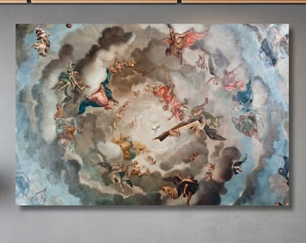Renaissance Himmel Malerei Poster,Renaissance Leinwand Wandkunst,Engel Kunstwerk,Renaissance Kunstwerk,klassische Kunst,Geschenkidee
