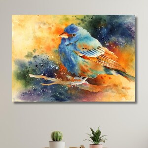 Arte murale su tela con uccelli colorati, regalo per amanti degli uccelli, poster con uccelli, decorazione da parete per casa colonica, opera d'arte con animali colorati, regalo per amanti degli animali, decorazione con uccelli