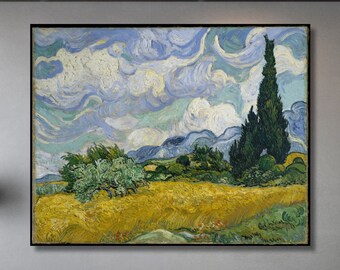 Wheat Field with Cypresses by Vincent van Gogh, Famous Painting, Van Gogh Decor, Van Gogh Printing, Impressionist Painting, Reproduction art
