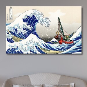 The Legend of Zelda Windwaker The Great Wave by Kanagawa Canvas Decor,Famous Japanese Art,Japanese wall decor,Exhibition Poster,kanagawa art