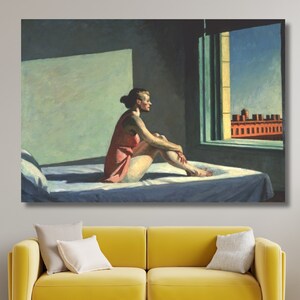 The Morning Sun by Edward Hopper Poster Canvas Wall Art,Edward Hopper Wall Art,Expressionism Art,Girl Printing,Hopper by Loneliness,giftidea