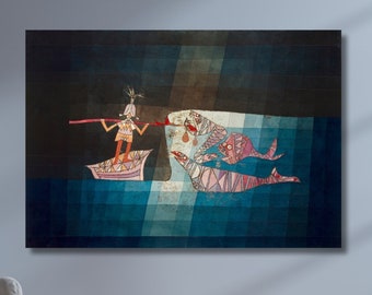 Battle scene from the funny and fantastic opera "The Seafarers" (1923) by Paul Klee, Sinbad the sailor, Paul Klee Arts, Ready To Hang Framed